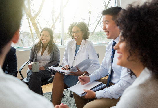doctors and employees in a circle